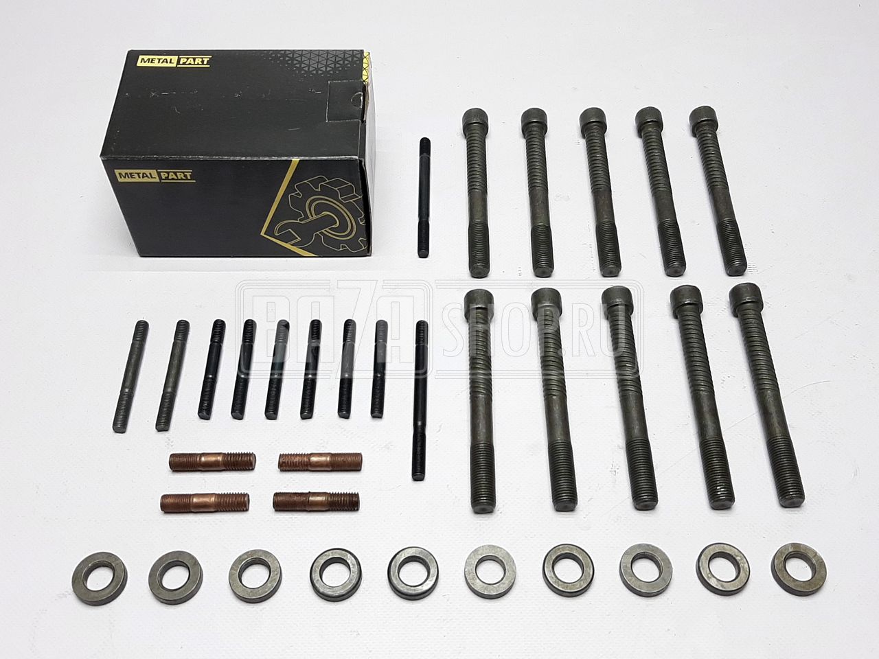 Комплект крепежа головки блока УАЗ 409, ГАЗ 405 дв. ЕВРО-3 (БОЛТЫ, ШПИЛЬКИ, ШАЙБЫ) "MetalPart" / MP-N-40624.3906574